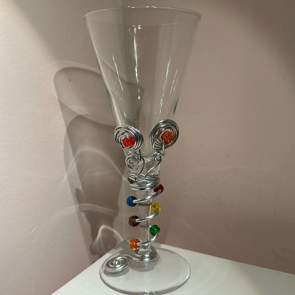 Wine Beverage Goblet Hand Crafted Silver Wire Wrapped Jewels Artisan